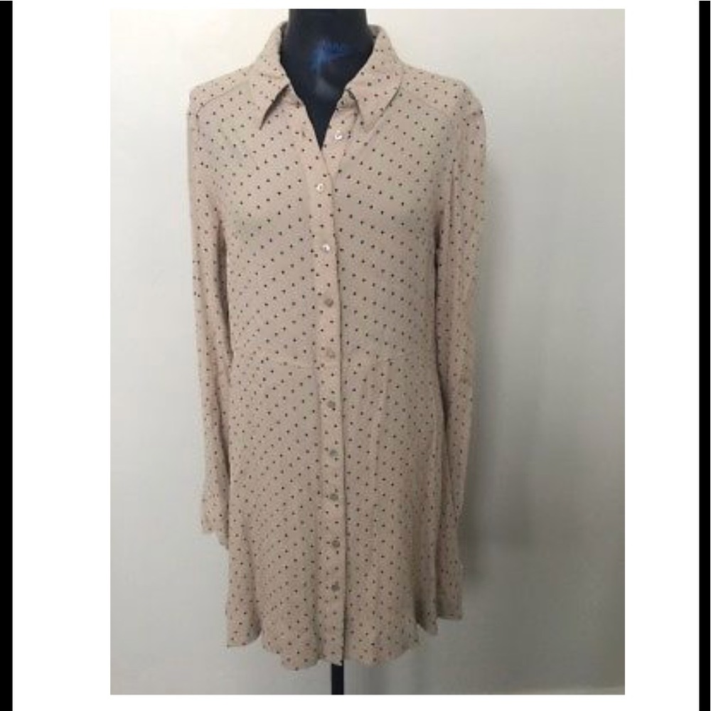 Free People button front polka dot dress